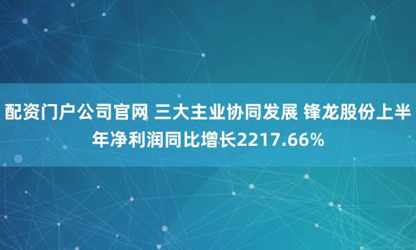 配资门户公司官网 三大主业协同发展 锋龙股份上半年净利润同比增长2217.66%